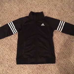 Black, striped adidas zip up jacket